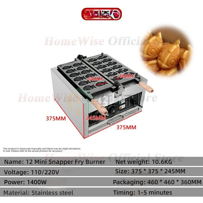 HomeWise Taiyaki Maker 1400W Fish Shaped Waffle Machine 12PCS/14PCS Taiyaki Waffle Maker Non-stick Coating Electric/GAS