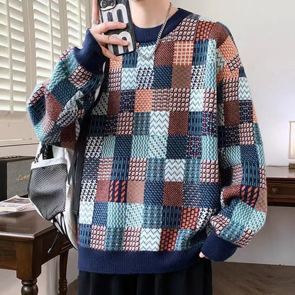 Hippie Grunge Pullovers Male Plus Big Size Thick Knitwear Long Sleeve Designer Casual Streetwear Loose Fit Men's Knit Sweater
