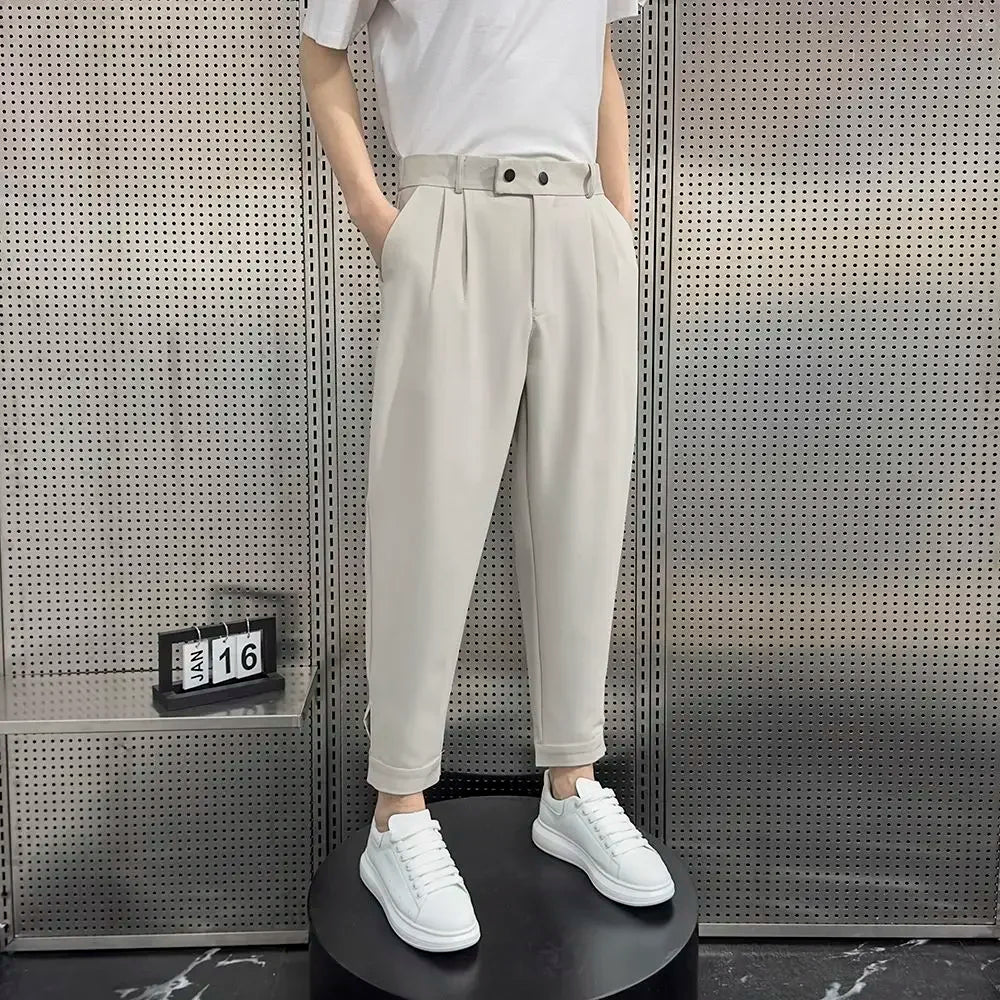 Baggy Trousers for Men Elastic Khaki Man Suits Pants Stretch Spring Clothes Slacks High Quality Fashion Tailoring Summer 2025 Up
