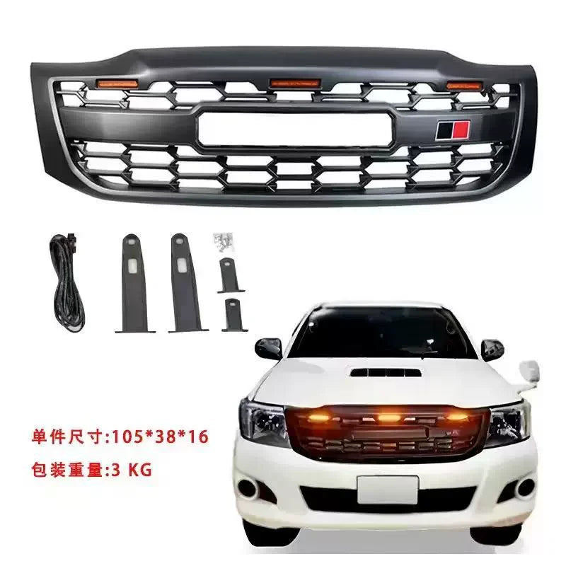 Car Front Bumper Grill with light for Toyota HiLux VIGO 05-14 modified net Radiator Grille
