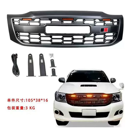 Car Front Bumper Grill with light for Toyota HiLux VIGO 05-14 modified net Radiator Grille