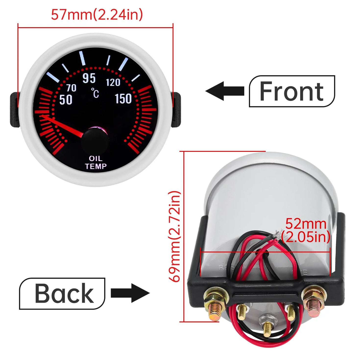 Tachometer For 12V Car 52mm Universal Smoke Len RPM Turbo Boost Gauge 2 Bar PSI Water Temp Meter Oil Pressure Gauge  Tacho