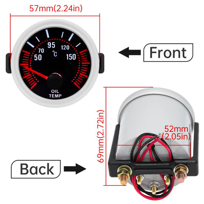Tachometer For 12V Car 52mm Universal Smoke Len RPM Turbo Boost Gauge 2 Bar PSI Water Temp Meter Oil Pressure Gauge  Tacho