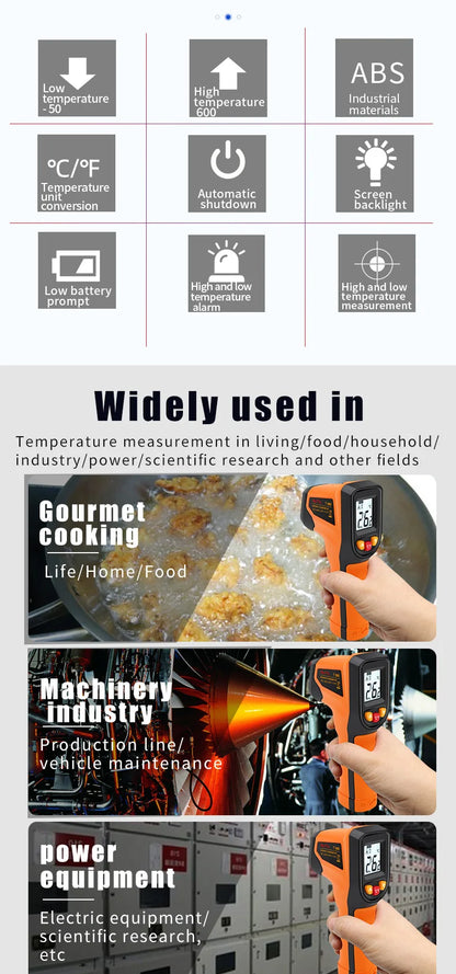T400 T600 Digital Infrared Thermometer -50℃ to 400/600℃ High Precision Pyrometer Industrial Non-contact Temperature Sensor