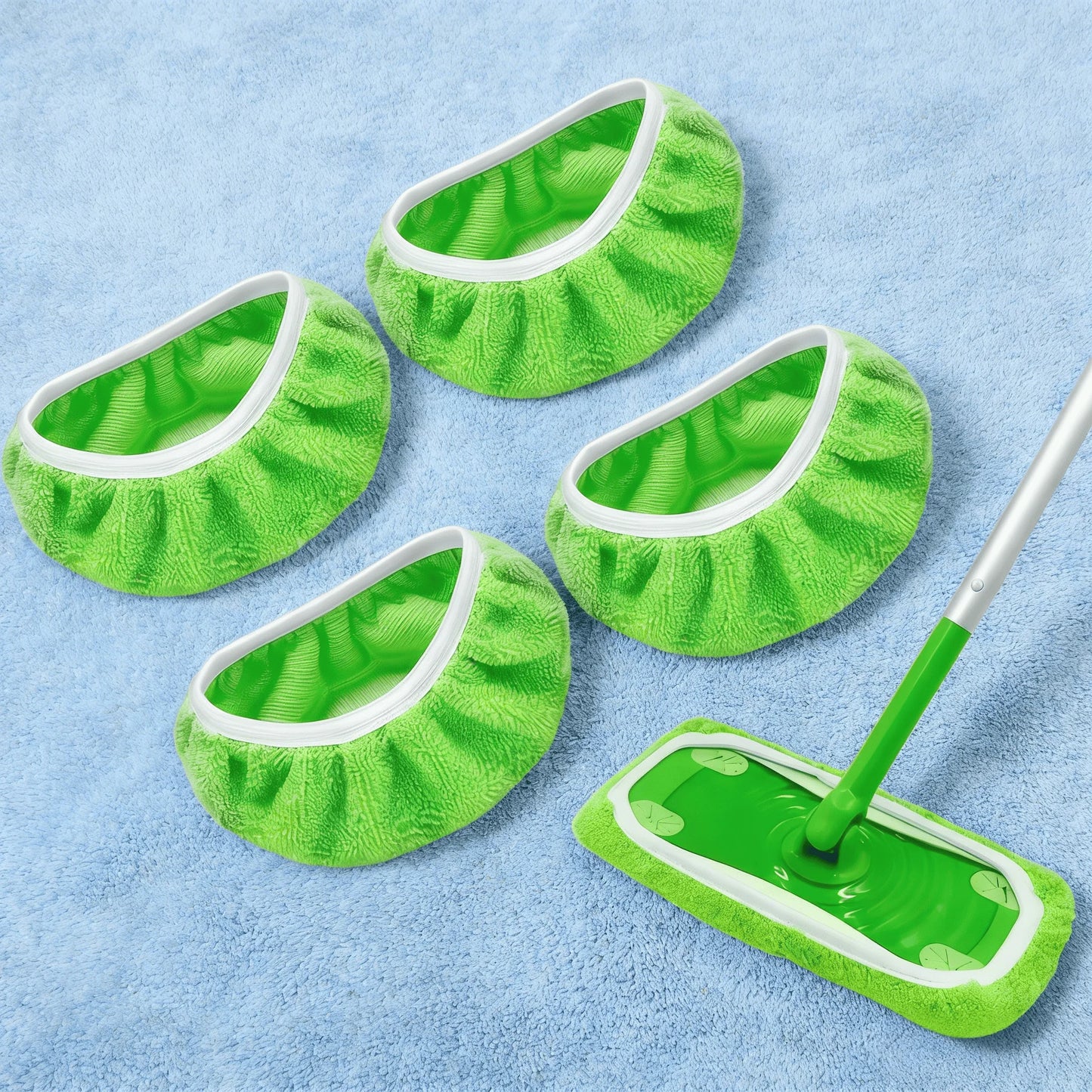 Reusable 100% Coral Fleece Mop Pads, Wet Dry Flat Mop Covers, Washable Refills For Surface & Hardwood Floor Cleaning