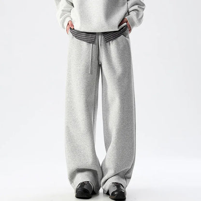 DUKEEN Men’s 400g Heavyweight Straight-Leg Sweatpants Cotton Blend Wide Fit Casual Sports Pants for Spring Autumn