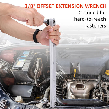 1 Set of Impact-Ready Offset Extension Wrenches, Tight-Fitting Extension Wrench Set, with 4 Square Drive Adapters, for Small Universal Extension Wrenches