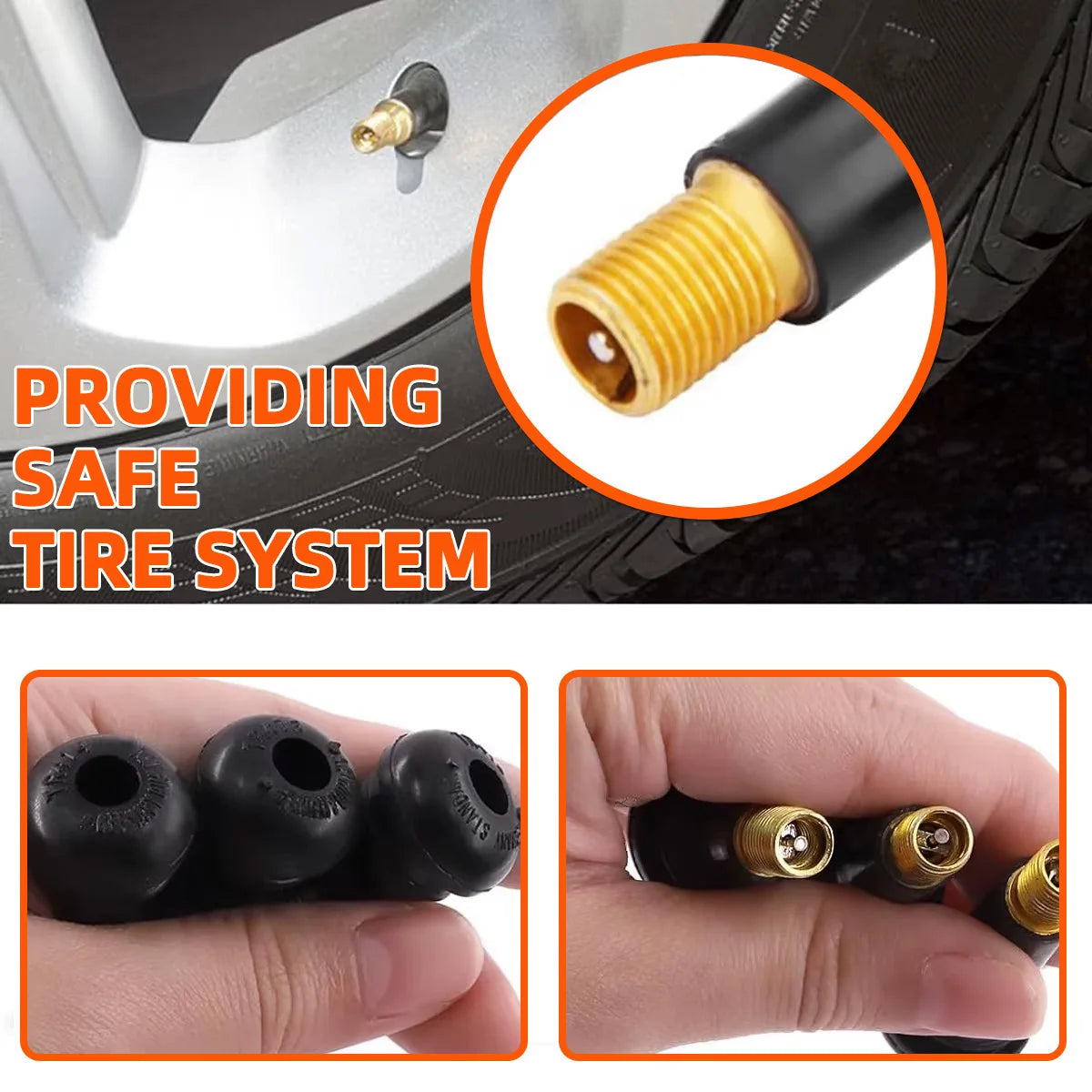 YONGRUN 4/10/50/100PCS Car Tire Valve Stem TR413/TR414 Snap In Tire Valve Stem With Dust Cover Black Rubber Valve Automotive Par