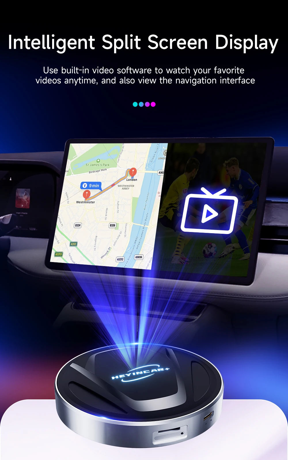 Android 13 HEYINCAR CarPlay AI Box Qualcomm SM6225 Wireless CarPlay Android Auto Smart TV Box For Netflix YouTube 4+64G 8+128G