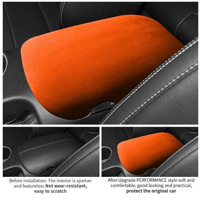 For Ford Mustang 2015-2025 Made of Alcantara Wrap ABS Car Trim Armrest Box Cover Panel Italian Suede Interior Tuning Accessories