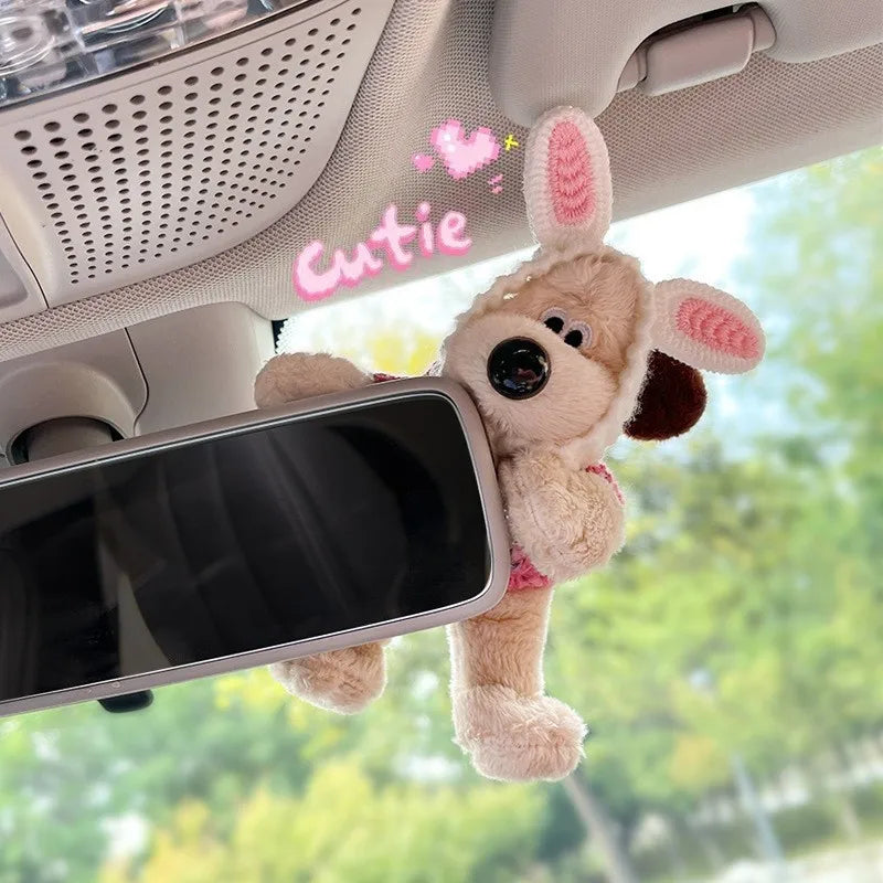 Cute Puppy Rearview Mirror Ornament, Lying Doll, Car Decoration, Central Control Screen Car Doll, Interior Accessories for Women