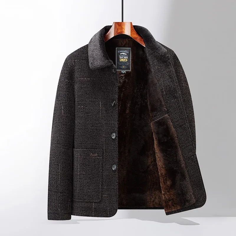 2024 Men Woolen Coats Men's business Casual Trench Coat Winter Coat with wool inner Man Autumn and Winter Wool Coat for Men