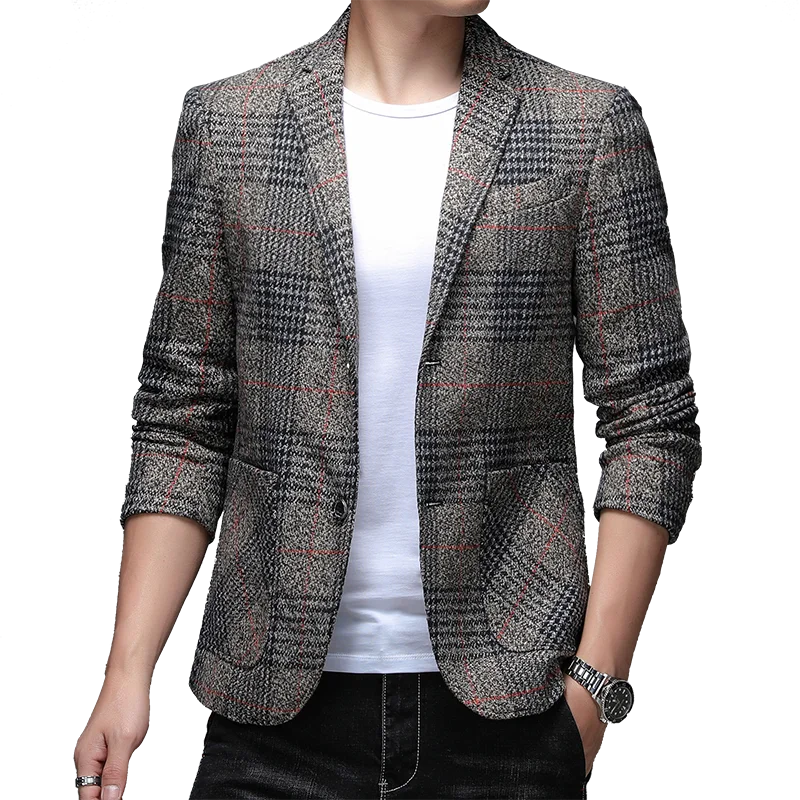 Spring Autumn Top Casual Suit Men's Wool Small Suit Middle-aged Young Korean Version Single West Jacket Autumn Men's Top