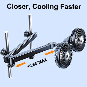 Hipacool 2024 Upgrade Car Fan Plug-in Or Battery Dual-Head Fan Strong Wind Quiet Sound Car Storgae Hook Flexible Car Cooling Fan