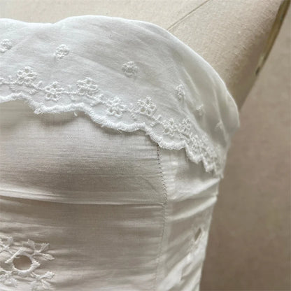Women's vest New flower embroidered sleeveless top for summer 2026 Sexy backless women's corset Cotton linen blend tanks top y2k