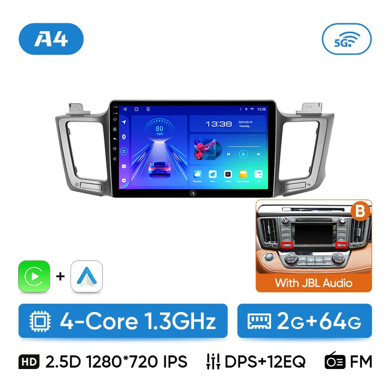 Ainavi Car Radio For Toyota RAV4 2012 2013 2015 2016 2017 2018 2019 XA40 Carplay Android Auto Car Multimedia HDMI DSP 48EQ 2 DIN
