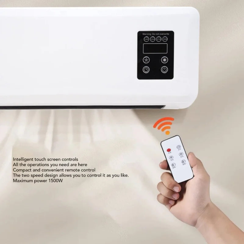 1500W Electric Wall Heater, ABS Wall Mounted Space Heater With Remote Control, Fast Heating And Cooling, Towel Drying Rack
