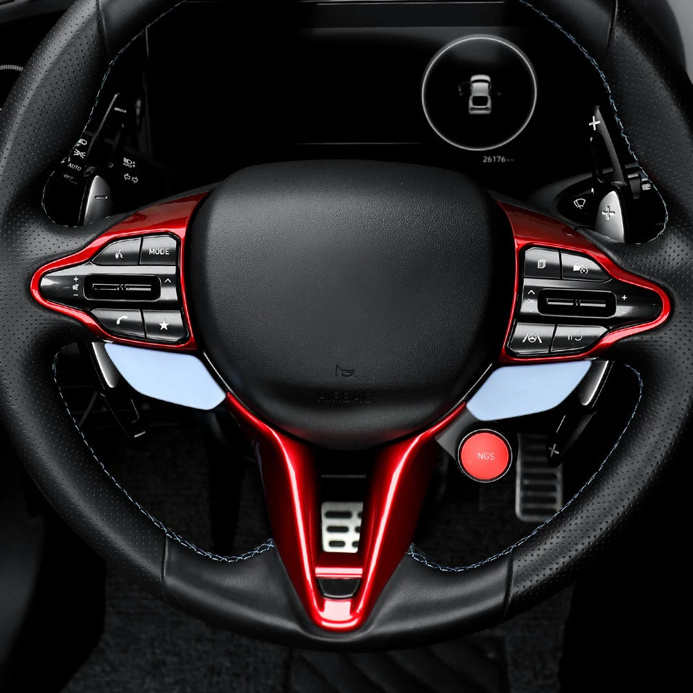 For Hyundai Veloster JS N 2019-2023 i30 N /CN7 N 2024 2025 Car Steering Wheel Button Frame Chin Decoration Cover Trim