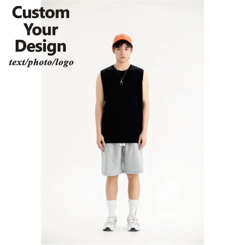 High Quality Sleeveless Cotton T Shirt Custom Print Embroidery Personal Design Company Team Logo Men And Women Tops