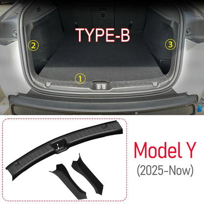 For Tesla Model Y Juniper 2025 2026 Trunk Threshold Strip TPE Mats Sill Guard Rear Cargo Kick Pad Protector Interior Accessories