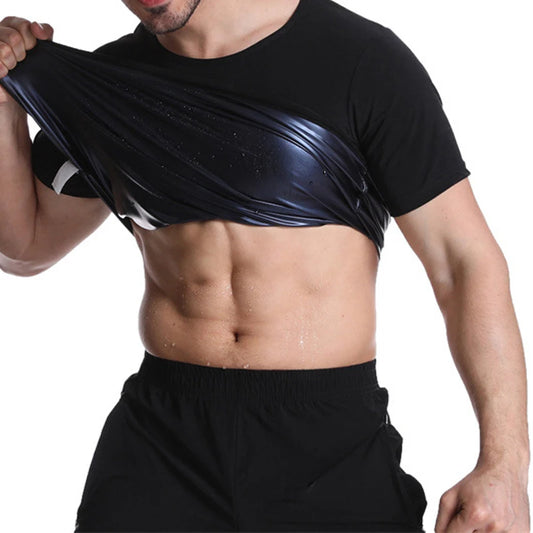 1pcs Men's Shapewear Men's Ftness Sweat Suit Shaping Large Size Vest Sports Abdominal Control Short-sleeved Corset Sauna Suit