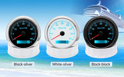 AD 85MM Tachometer with LCD Hour Meter For Marine Boat Car RPM Gauge 0-3000 4000 8000 RPM Meter Tach Sensor 7Colors Backlight