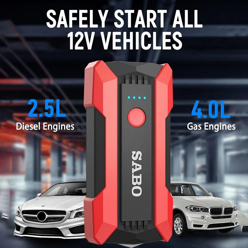 12V Car Emergency Start Power Supply Portable Cars Jump Starter Multifunctional Battery Illuminable Automobiles Accessories
