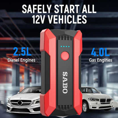 12V Car Emergency Start Power Supply Portable Cars Jump Starter Multifunctional Battery Illuminable Automobiles Accessories