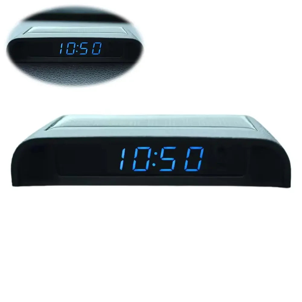 Solar Powered Car Digital Clock, LED LCD Display with Time Decor Date Dashboard Auto Thermometer, L0K4