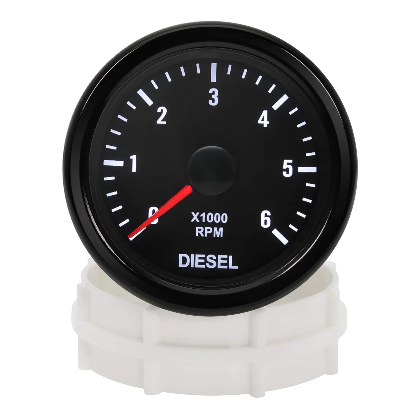 New 52MM 0-6000 RPM Tachometer White Backlight Tacho Meter Electrical Tachometer Gauge For 1-20 Cylinder Diesel Engine Car 12V
