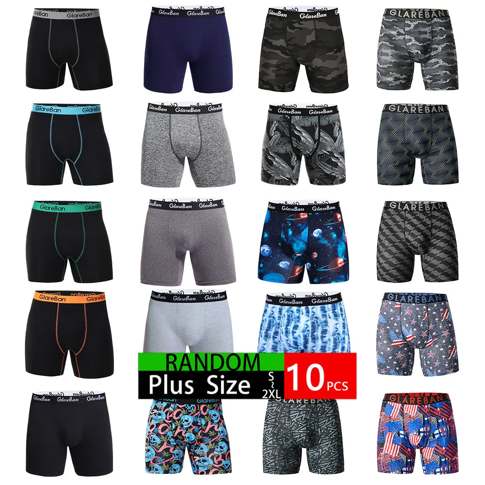 10pc Set Mid-Long Random Boxer Shorts Men Underwear Male Underpants for Men Boxershorts Slips Soft Panties Brand Briefs