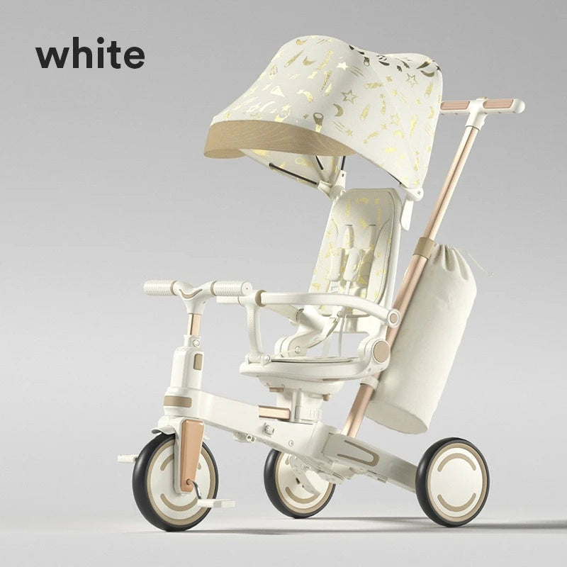 9-in-1 Push Tricycle for Toddlers Convertible Kids Trike with Adjustable Handle Safety Harness Lightweight Foldable for Boy Girl