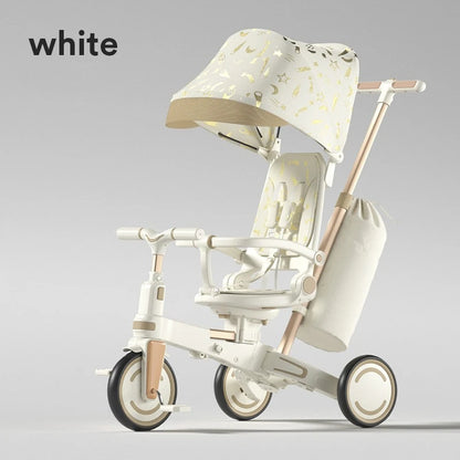 9-in-1 Push Tricycle for Toddlers Convertible Kids Trike with Adjustable Handle Safety Harness Lightweight Foldable for Boy Girl