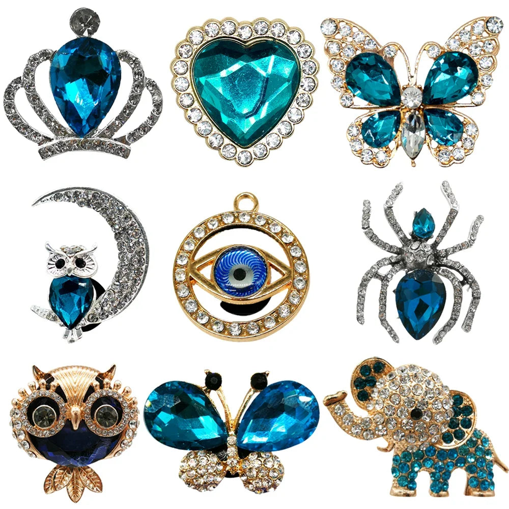 1/9PCS Cute Metal Shoe Charms Spider Owl Shoe Decorations Butterfly Elephant Crown Heart Garden Sandals Accessories For Women