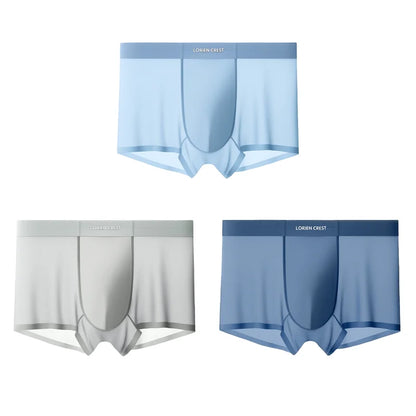 3pcs Men's 120S Ice Silk Seamless Briefs Breathable Mesh Antibacterial Quick Dry Underwear Mulberry Silk Crotch