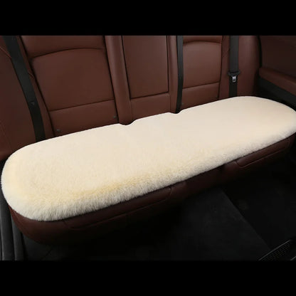 Car Seat Cover Cushion Winter Warm Plush Fluffy Car Seat Front Rear Wool Fur Capes Cushion Set Cotton Pad Car Interior