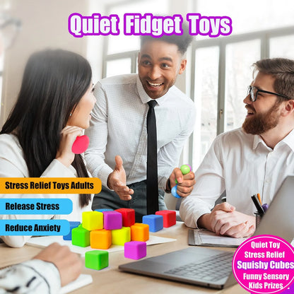 40-10 Pack Squishy Fidget Toys for Kids Dough Stress Relief Cube Pull Stretch Sensory Squeeze Cubes for Anxiety
