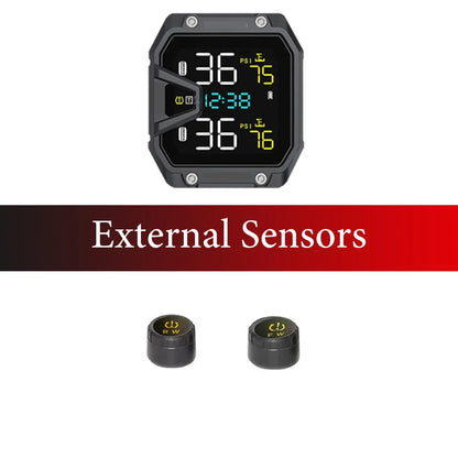 Yangood TMPS Motorcycle Tire Pressure Sensor Waterproof LCD Color Display Real-Time Safety Tire Pressure Monitoring System
