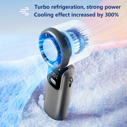 Lenovo Refrigeration Handheld Electric Fan High-speed Violent Turbo Fan Folding Neck Hanging Ice Pack Small Fan Office Outdoor