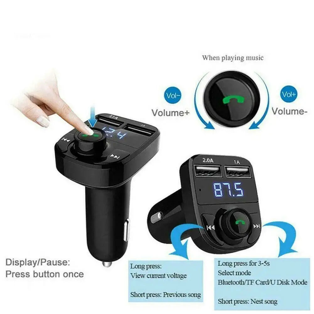 1/3/5PCS Car Bluetooth FM Transmitter Wireless Radio Adapter For Auto Music Stereo Player Dual USB Fast Charger For Smart Phone