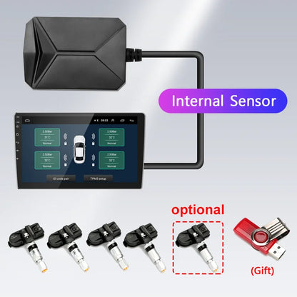 TPMS Car Tire Pressure Alarm Monitor Display System for Android USB Car Navigation Player Temperature Warning Sensors Tire Gauge