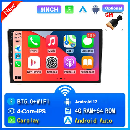 Universal 7"/9"/10“ 2DIN Android 13 4+64G Car Stereo Carplay Android Auto GPS Navigation Bluetooth FM RDS Radio WIFI Touchscreen