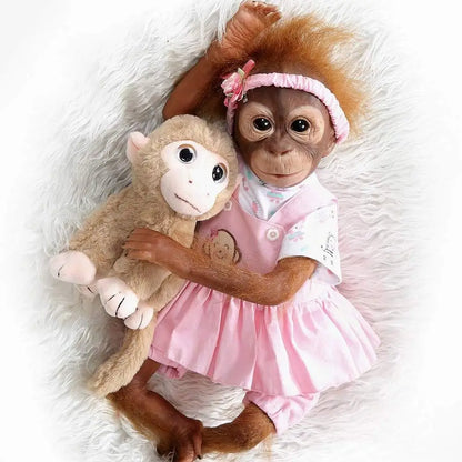 50cm Lifelike Monkey Doll Silicone Vinyl Reborn Baby Ape Newborn Like Real Orangutan Toddler Realistic Babies Dolls Kids Toy