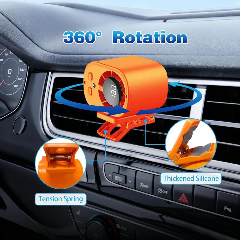 Universal Cooling Car Fan USB Rechargeable Clip on Portable Desk Fans with LED Display 360 Rotation Quiet for Car Camping