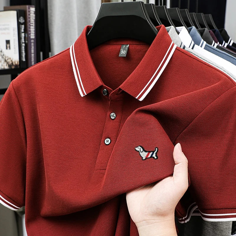 100% Pure Cotton Men's Polo T-Shirt New Style Summer Cozy Skin-Friendly Luxury High-End Commuting Short Sleeve Custom Embroidery