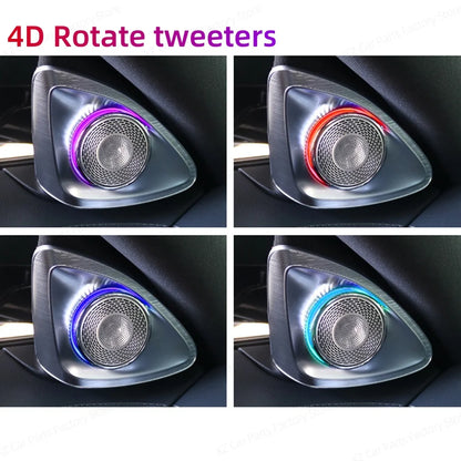 For Mercedes-benz 4d Rotating Tweeter C Glc E S-class W213 W205 W222 W223 X253 Rgb Led Luminous Car Speaker Horn Refit