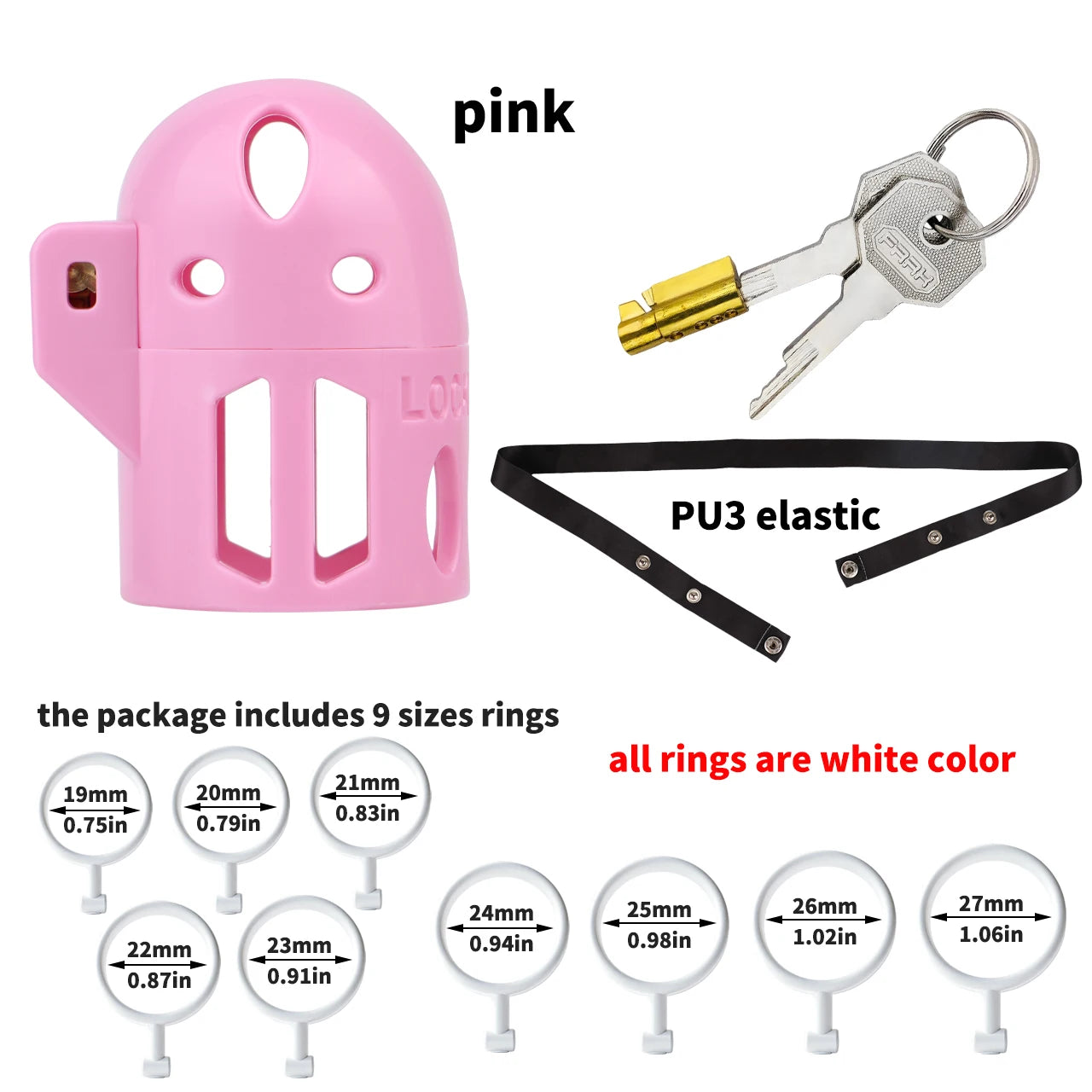 FRRK ABS Mixed Color Male Chastity Cage Lightweight Breathable Hollow Straight Plastic Cock Lock No Base Rings Ergonomic Design