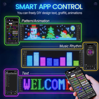 LED Matrix Pixel Panel Light Bluetooth App 5V USB  Control Scrolling Advertising LED Car Sign Animation Programmable for Car Sho