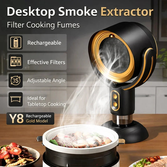 Portable Desktop Range Hood Rechargeable Air Filter Kitchen Exhaust Fan for BBQ Hot Pot Indoor Cooking Tabletop