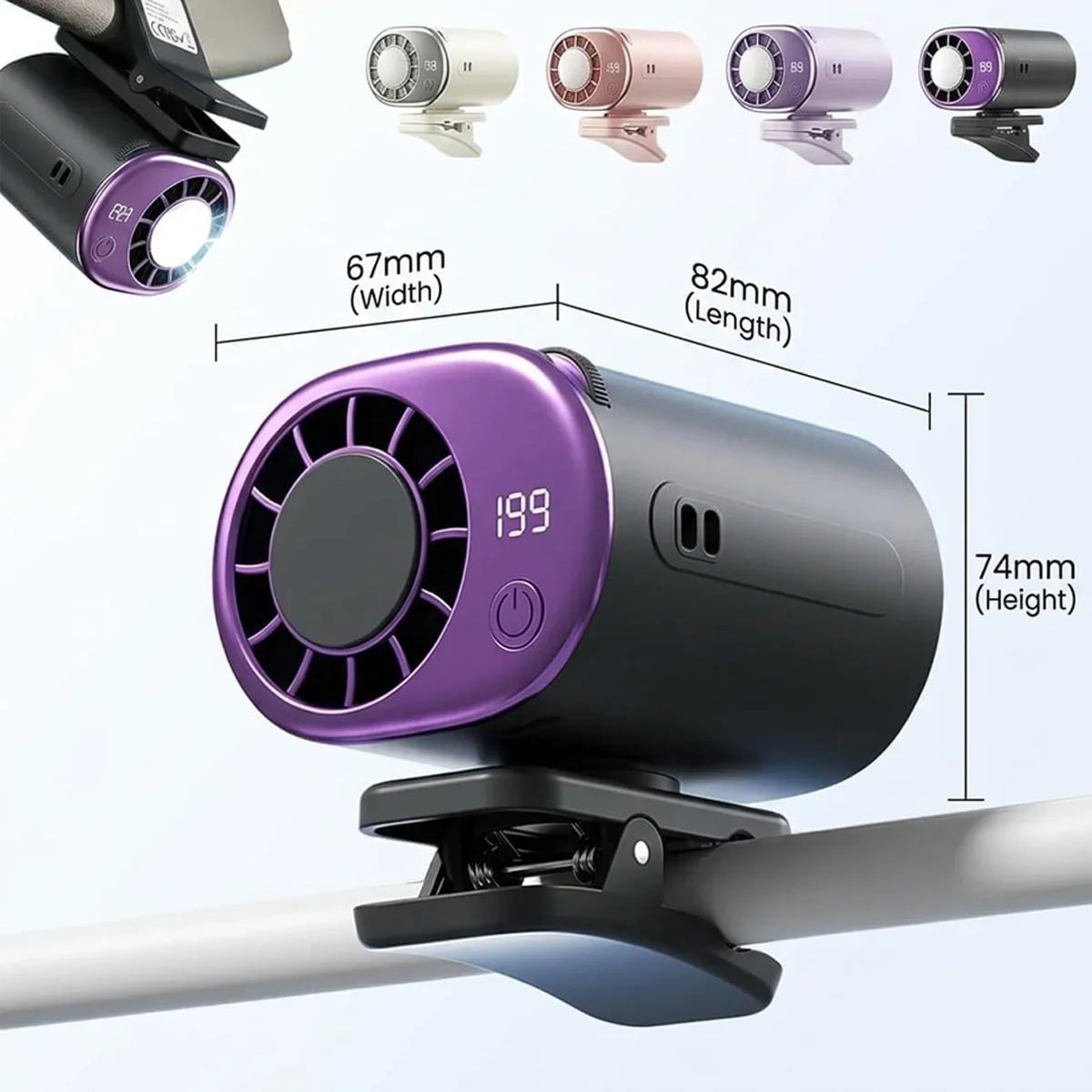 Car Clip Fan Mini Portable Outdoor Clip Umbrella Fan 199 Speed Waist Clip Electric fan 360 USB Rechargeable Desktop Cooling fan